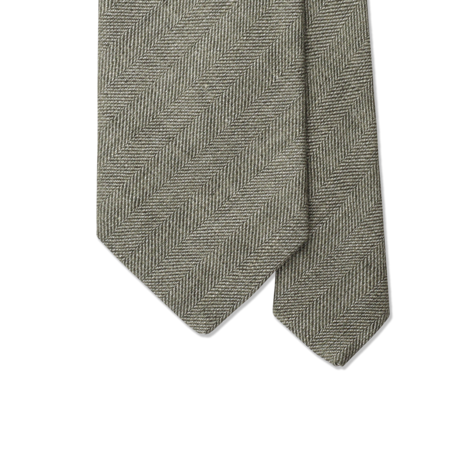 Herringbone Tie In Green Pure Linen