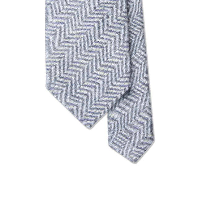 Herringbone Tie in Sky Blue Pure Linen