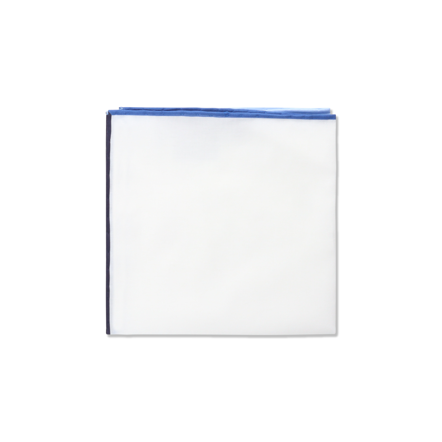 Cotton Pocket Square With Navy Multi Trim