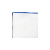 White Cotton Pocket Square with Navy Multi Trim