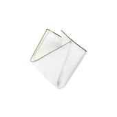 Cotton Pocket Square With Green Multi Trim