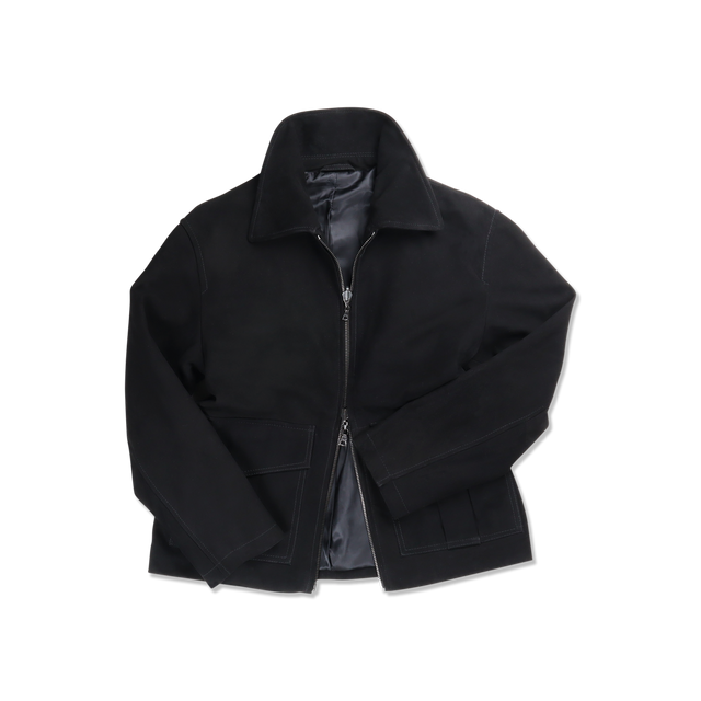Flight Jacket in Black Suede