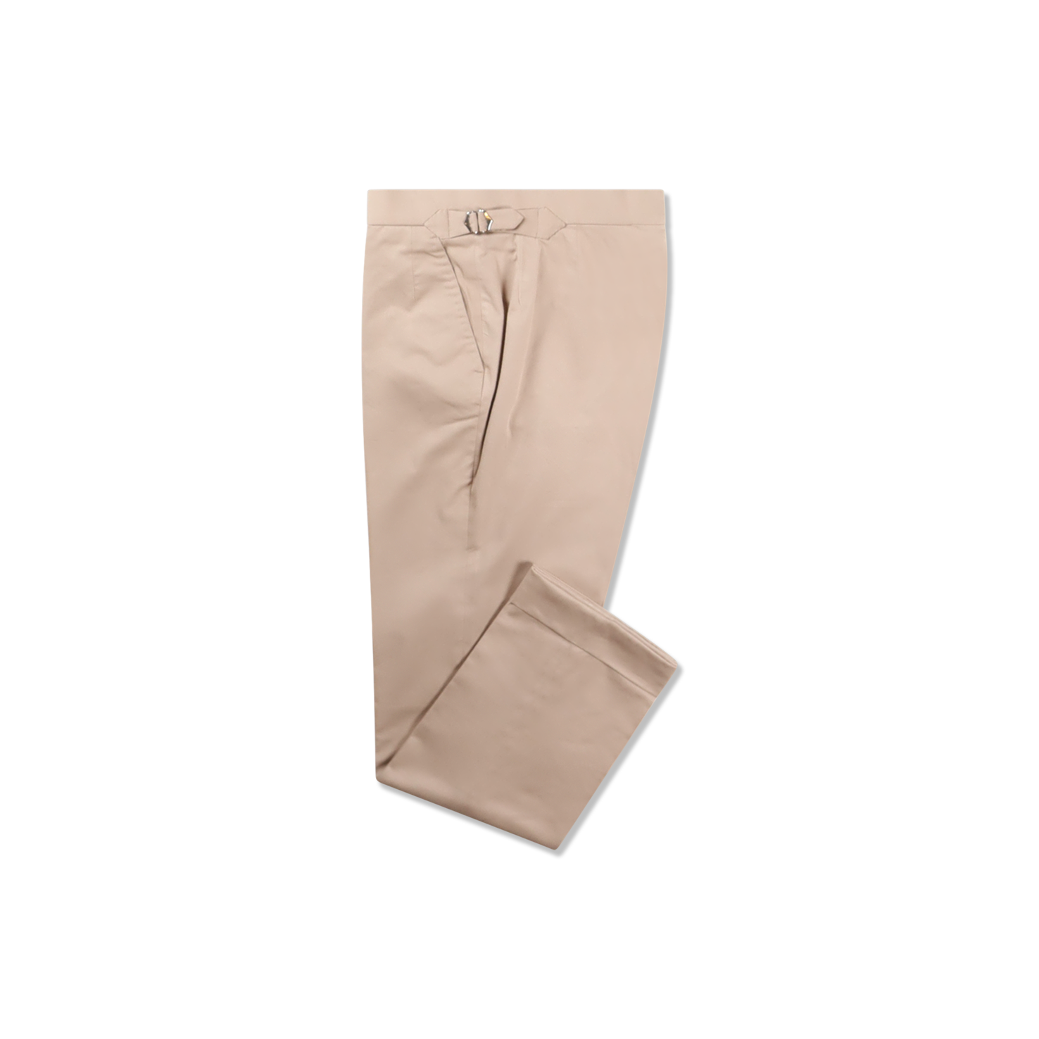 Flat Front Trouser In Beige Stretch Cotton