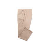 Flat Front Trouser in Beige Stretch Cotton
