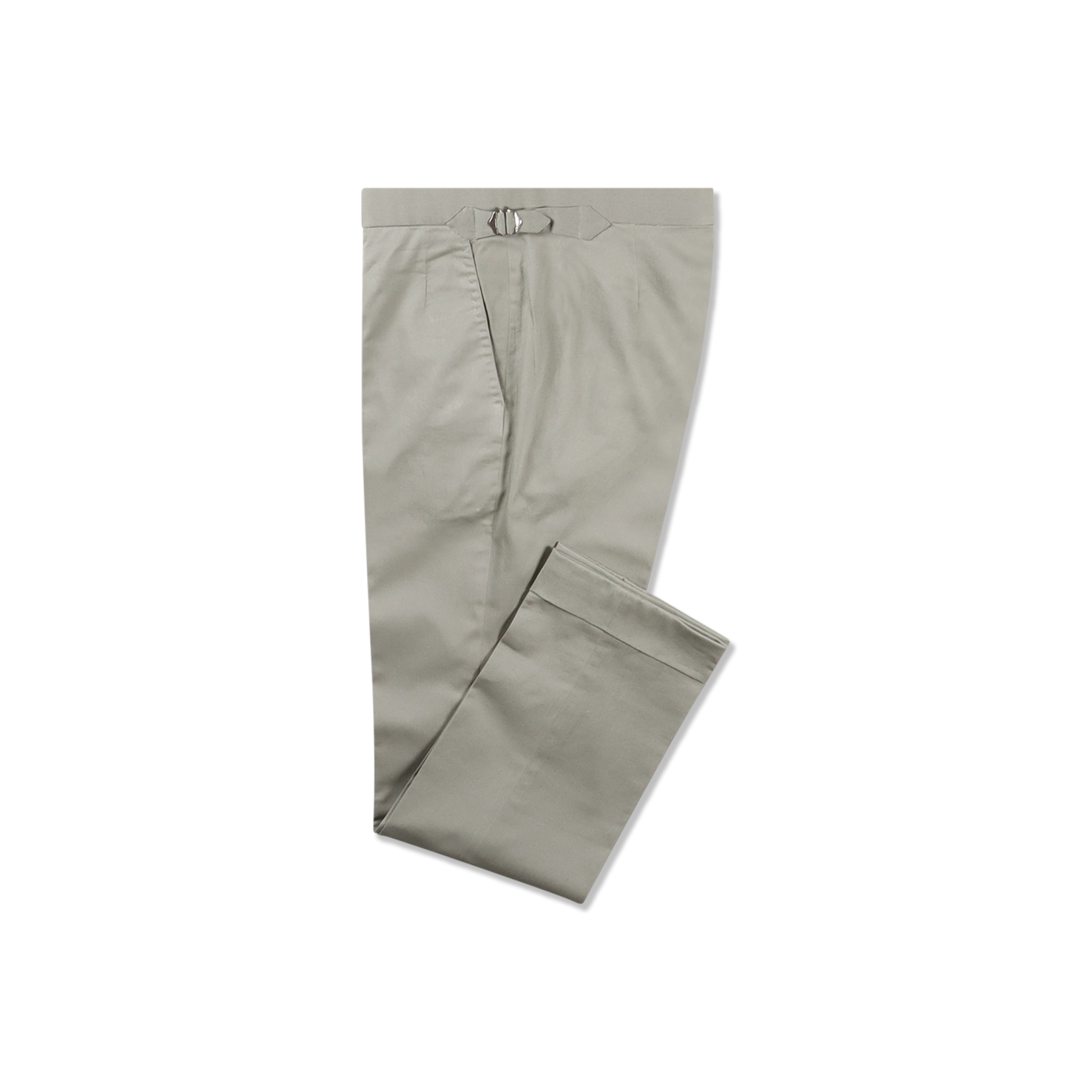 Flat Front Trouser In Green Stretch Cotton