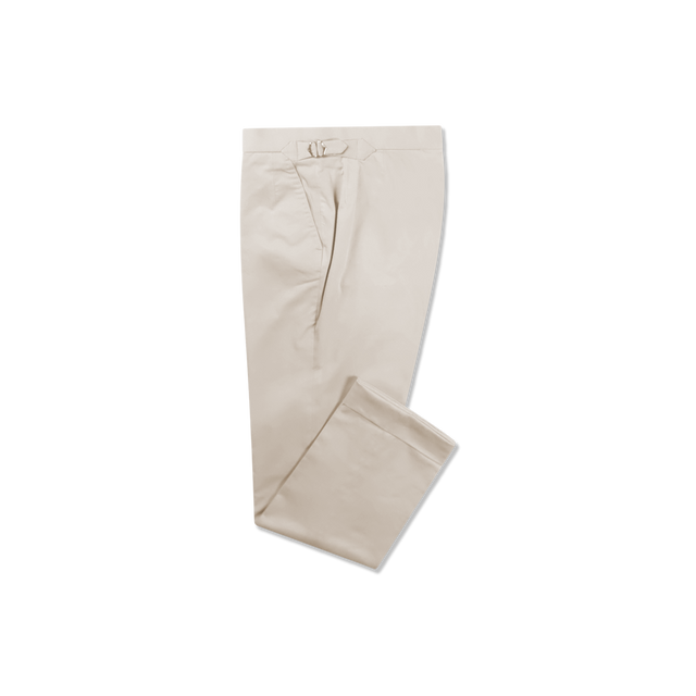 Flat Front Trouser in Stone Stretch Cotton
