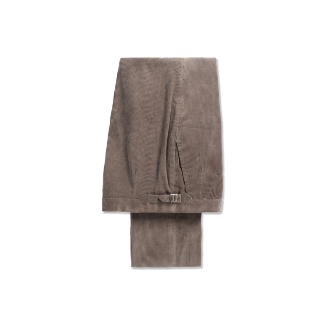 Flat Front Trouser in Taupe Cashmere Mix Corduroy