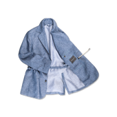 Safari Jacket In Denim Blue Linen