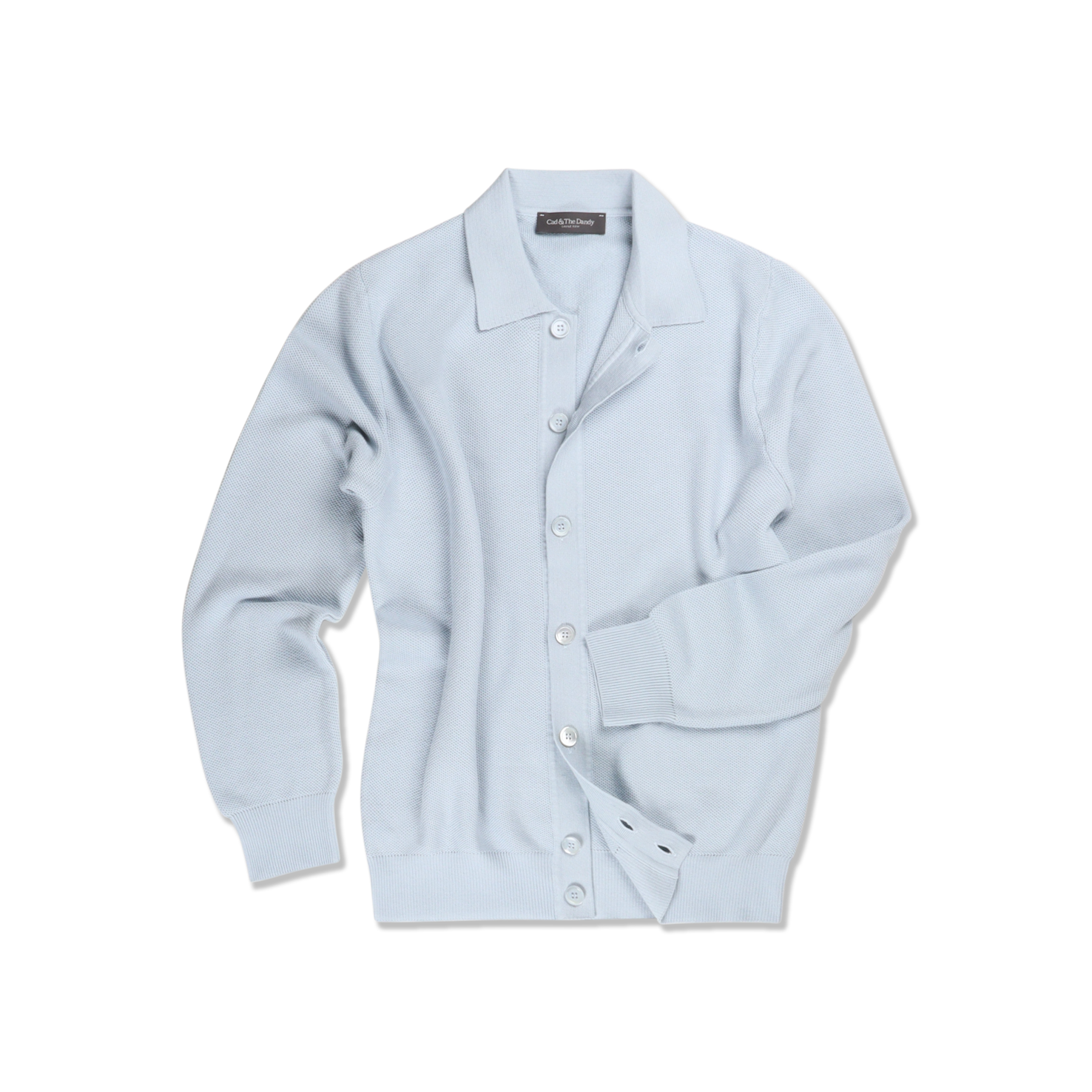 Polo Collar Cardigan In Piquet
