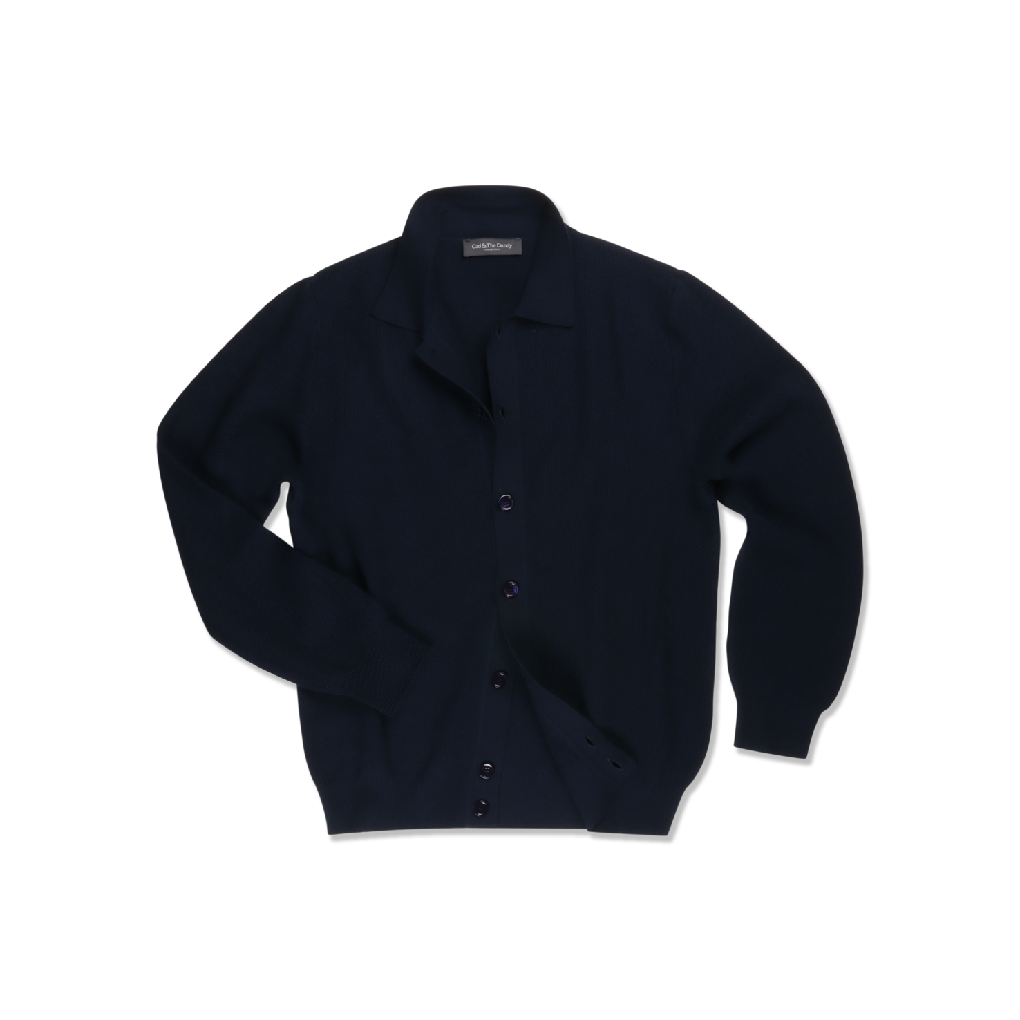 Polo Collar Cardigan In Piquet