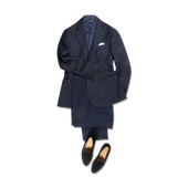 Single Breasted Notch Jacket In Marine Glen Check