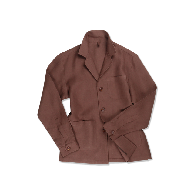 Painters Jacket in Chocolate Brown Linen