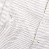 One Piece Collar Shirt In Green Stripe Linen