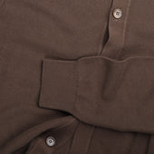 Polo Collar Cardigan In Brown Piquet