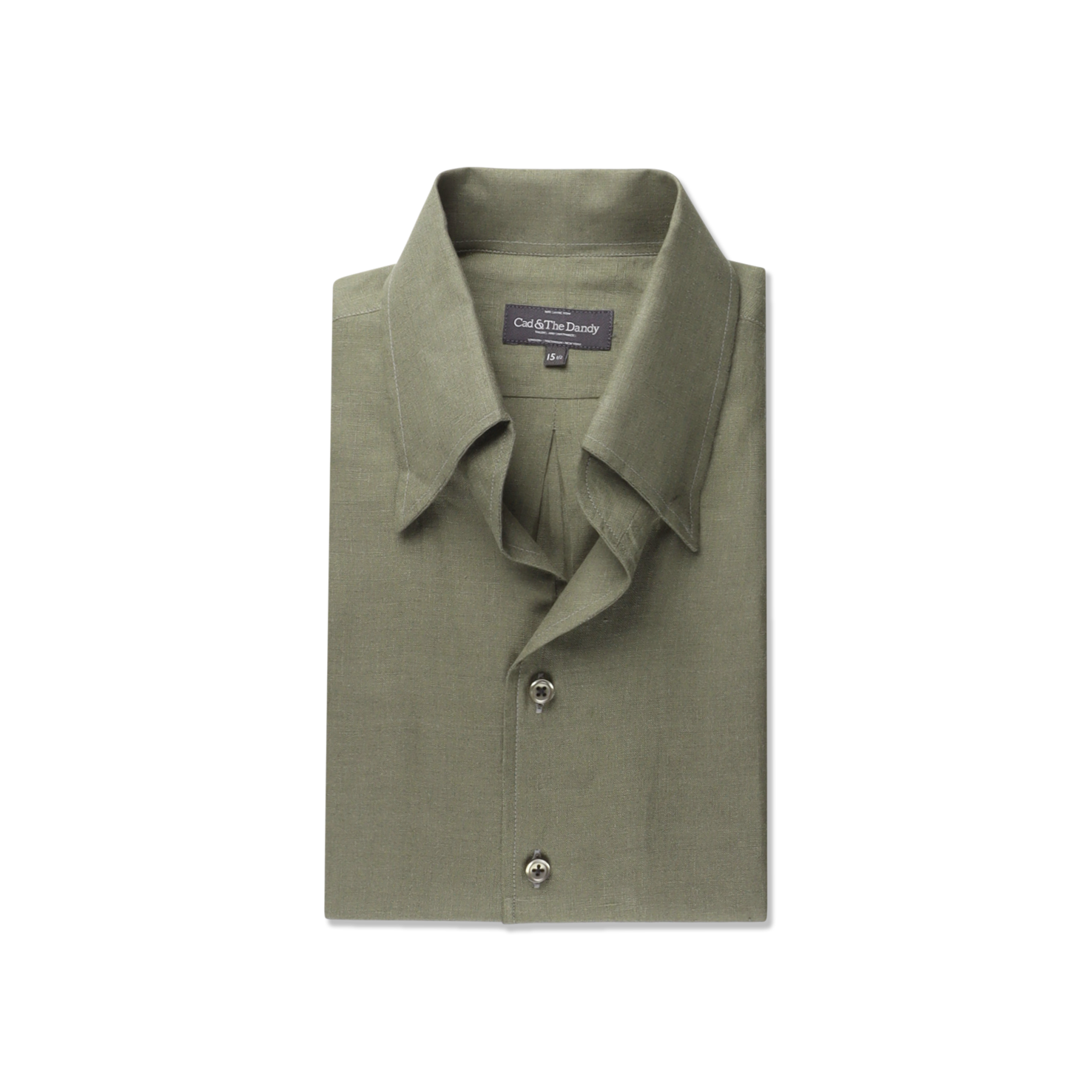 One Piece Collar Shirt In Green Linen