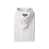 One Piece Collar Shirt in Green Stripe Linen
