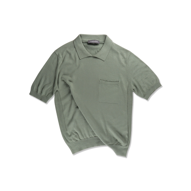 Polo in Olive Green Cotton Cashmere