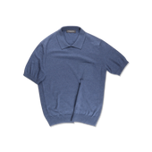 Polo in Denim Blue Cotton Cashmere