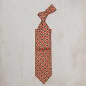 Floral Square Silk Tie In Coral
