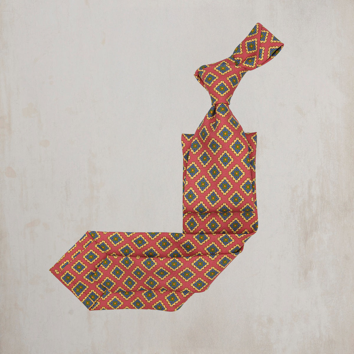 Floral Square Silk Tie In Coral