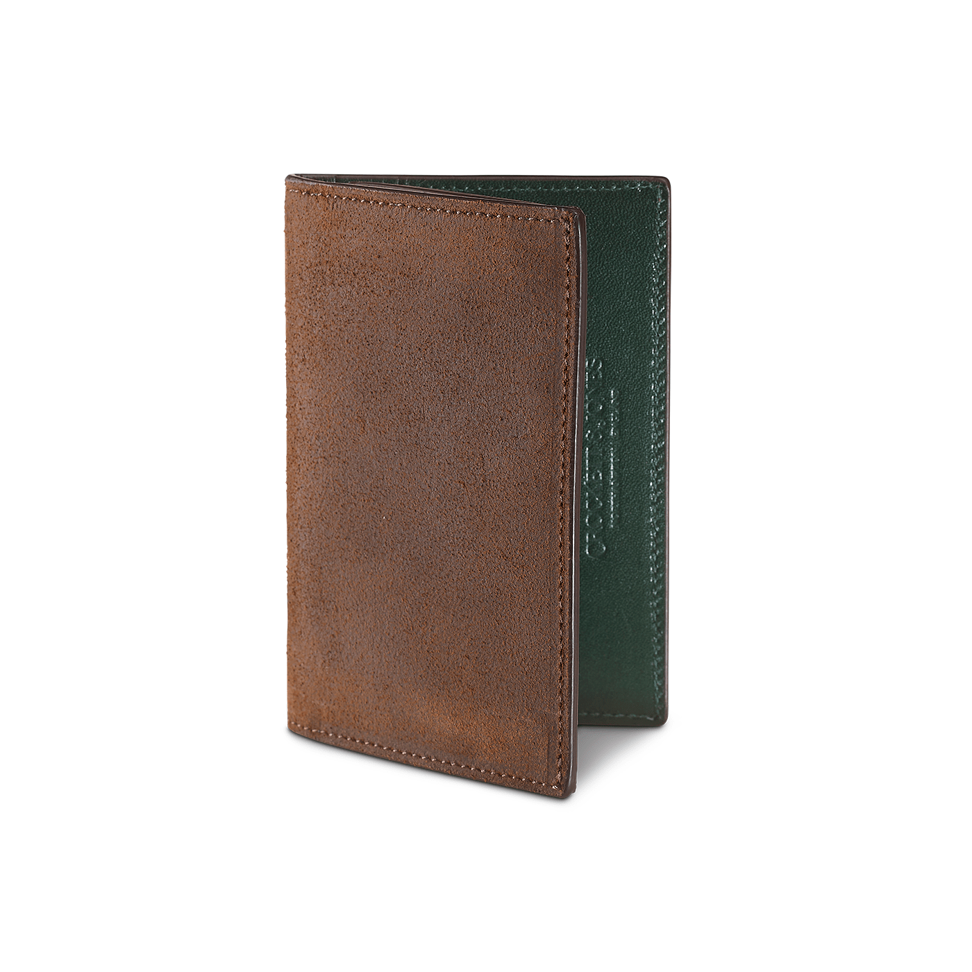 Folded Card Case Dark Brown Rough Out Suede