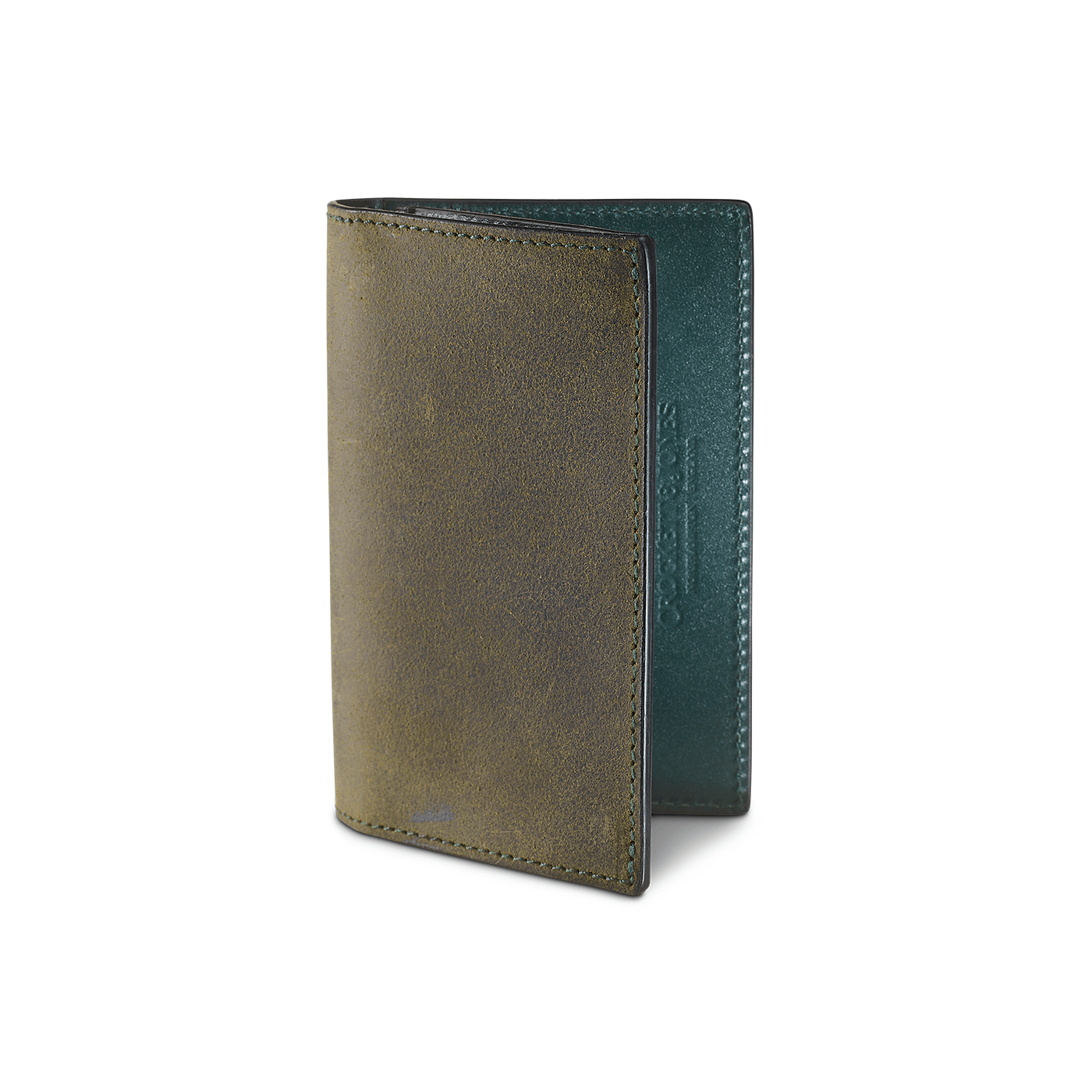 Folded Card Case Green Rough Out Suede