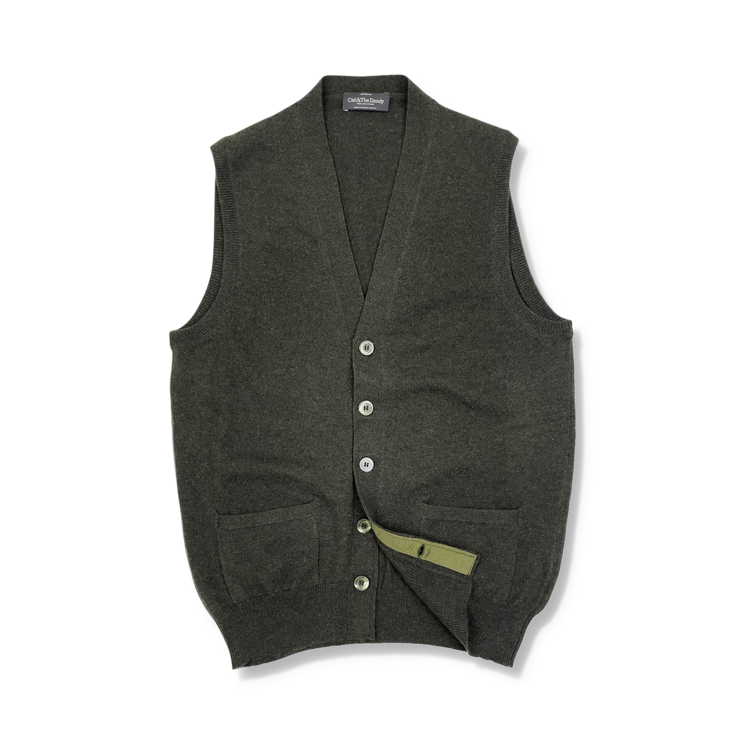 Cashmere Sleeveless Cardigan In Green
