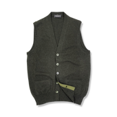 Cashmere Sleeveless Cardigan in Forest Green