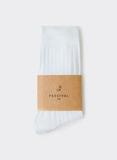 Loafer Dress Ribbed Socks | 100% Cotton | White