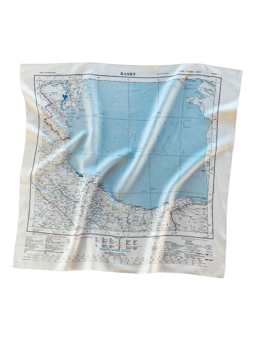 Escape Scarf Vintage British Army Map Baku Rasht
