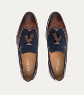Wingtip Tassel Loafer Antique Blue Suede