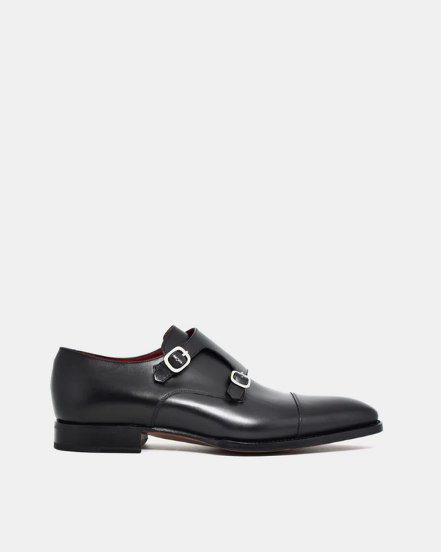 Black Double Monk Strap Dress Shoe - Louvre