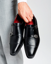Black Double Monk Strap Dress Shoe - Louvre