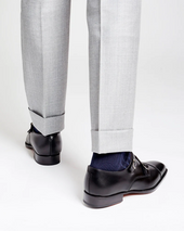 Black Double Monk Strap Dress Shoe with Rubber Half Soles - Louvre