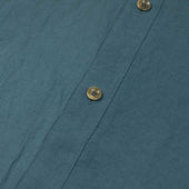 Band Collar Shirt In Small Batch Hand Dyed Cornflower Cotton And Linen