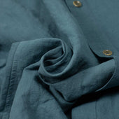 Band Collar Shirt In Small Batch Hand Dyed Cornflower Cotton And Linen