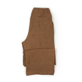 Drawstring Pleated Trousers In Persimmon Dyed Linen Herringbone