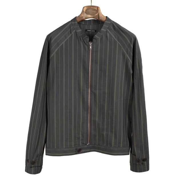 Raglan zip blouson in graphite stripe organic washed cotton