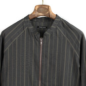 Raglan Zip Blouson In Stripe Organic Washed Cotton