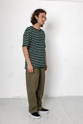 Drawcord Loose Trousers Dark Seersucker