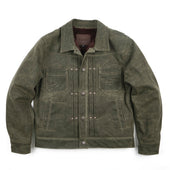 Riders Jacket Heavy Waxed Canvas Olive Alpaca