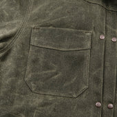 Riders Jacket Heavy Waxed Canvas Olive Alpaca