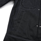 Riders Jacket Heavy Waxed Canvas Black Alpaca