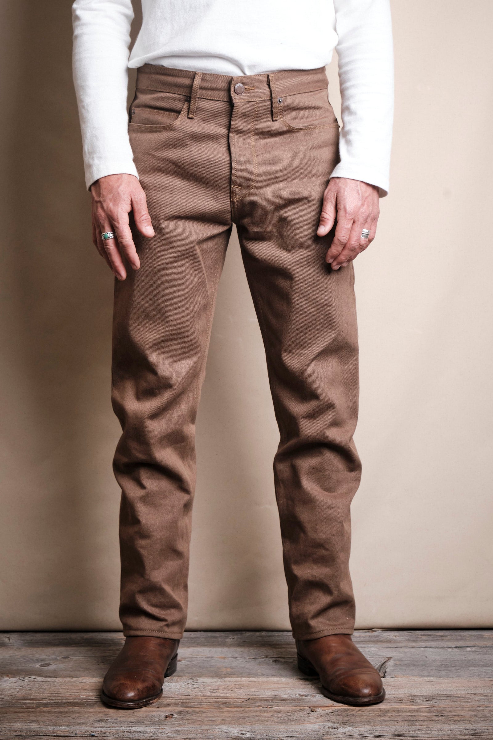 Portola Classic Taper 15 Ounce Brown Denim