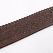 Codina Leather Nos Vintage Brass Buckle Embossed Belt Brown