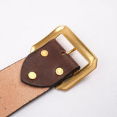Codina Leather Nos Vintage Brass Buckle Embossed Belt Brown
