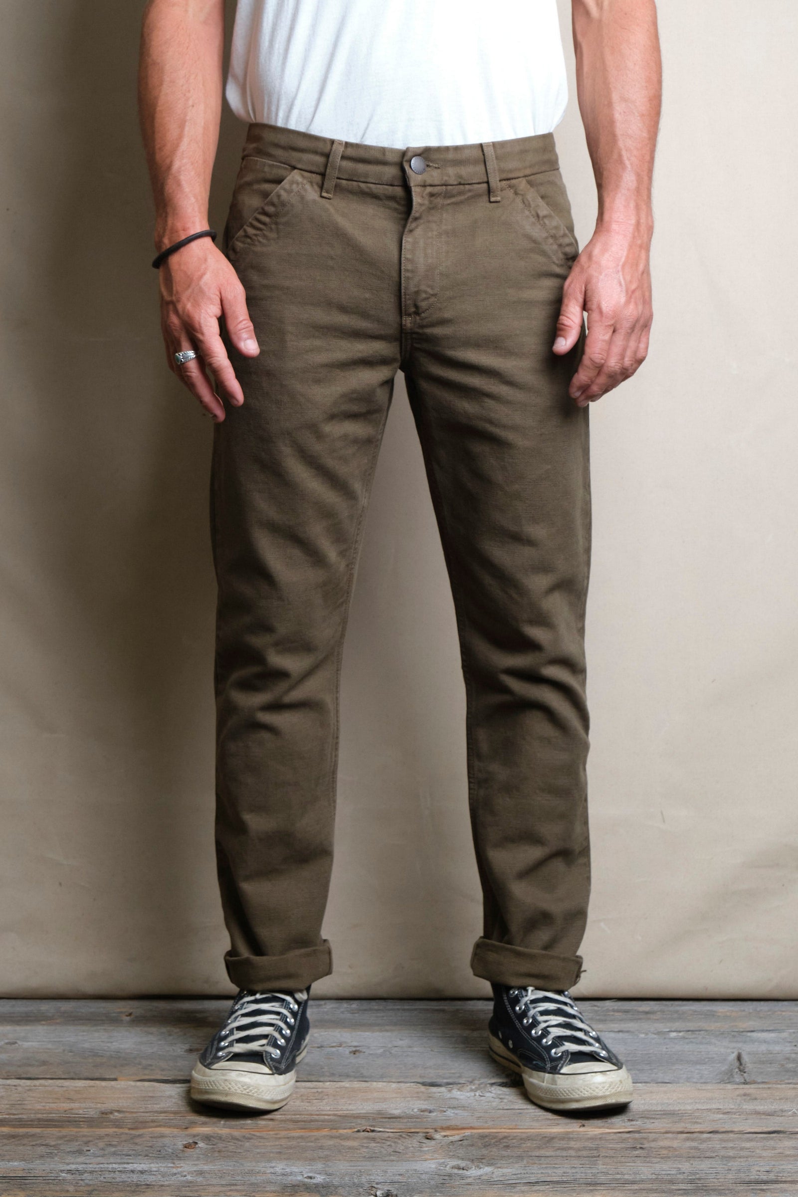 Workers Chino Slim Fit 14 Ounce Slub Army Green