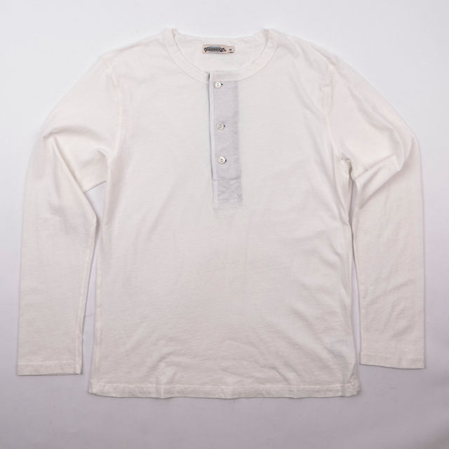 9 Ounce Henley L/S White