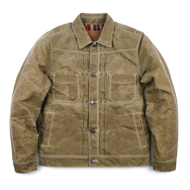 Riders Jacket Waxed Canvas Tobacco Red Interior