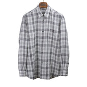 Relaxed shirt in black and white check linen
